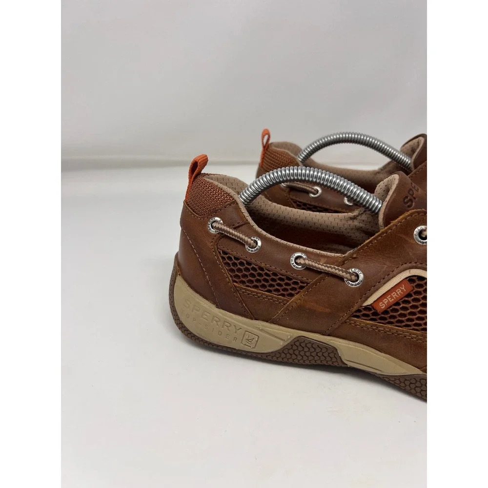 Sperry Sea Kite Sport Moc Boat Shoes Mens 10 Brown Leather Mesh Sides Loafers